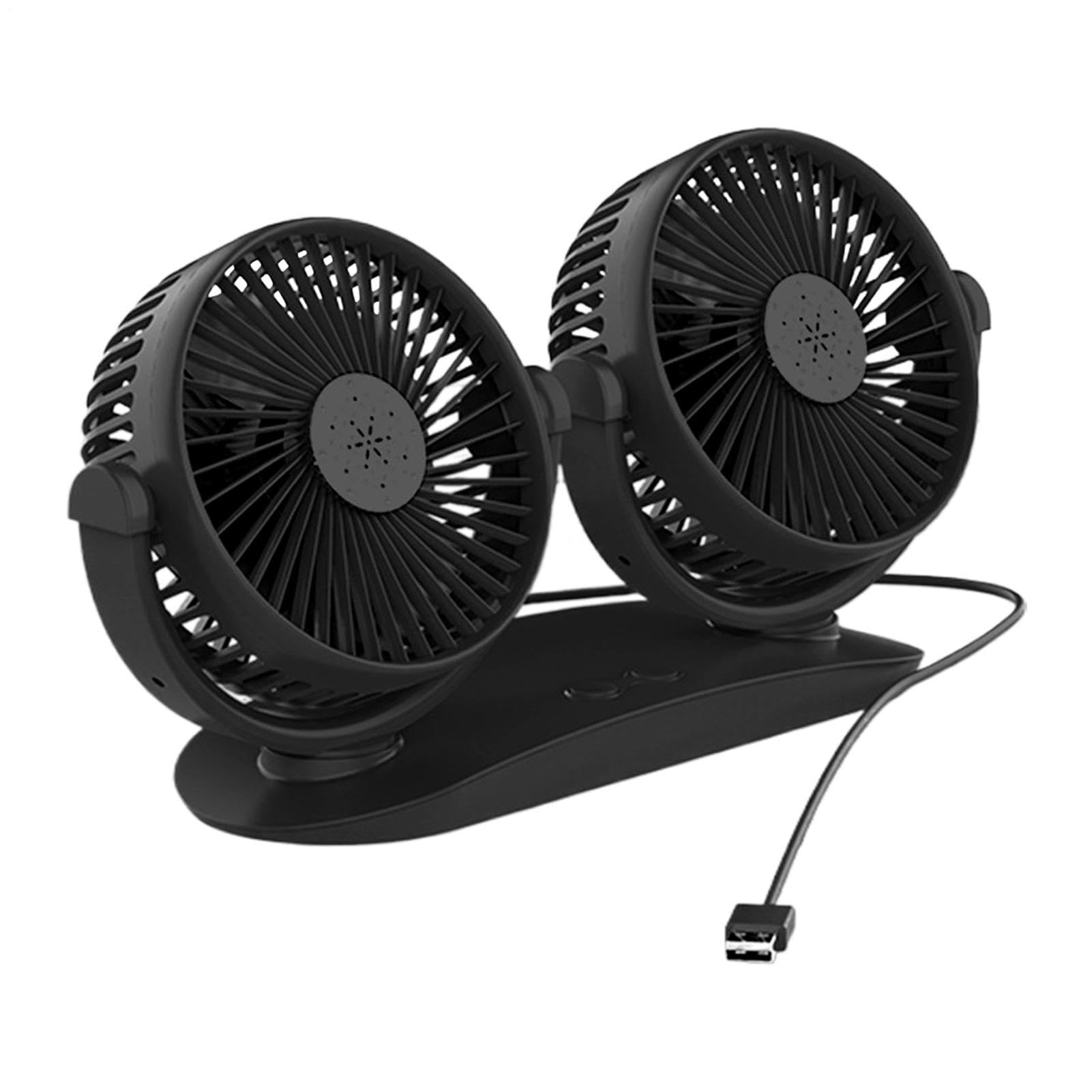 Ventilatore Per Auto A Doppia Testa - Scrivania USB Da 529 G | Circolatore D'aria Con Forte Con Rotazione A 360 Gradi Per Cruscotto Dispositivo Di Raffreddamento Per Viaggi Sul Posto D