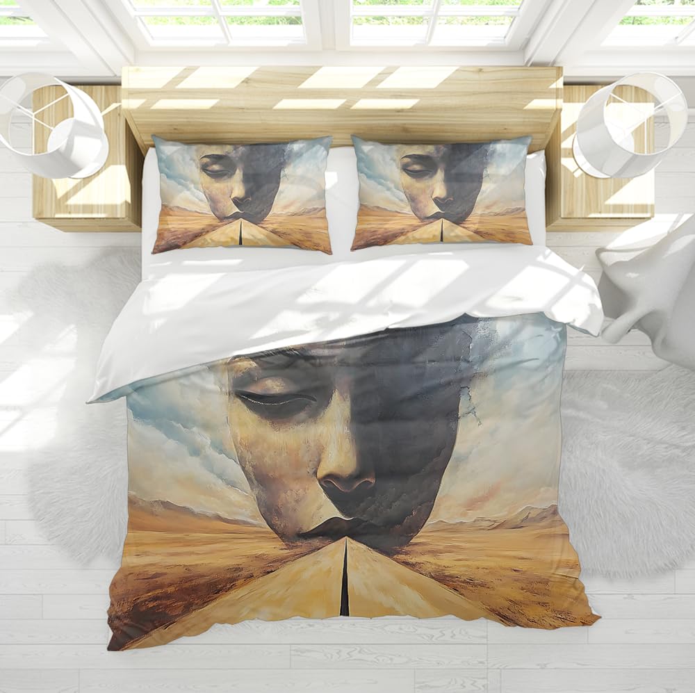 Housses de couette surréalisme 260x240 cm avec 2 taies d'oreiller lit double