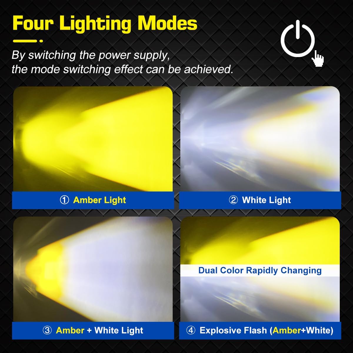 2pcs 2.8 Inch Cube LED Spotlight, Dual Color 4 Mode White/Amber Off Road Driving Lights Spotlight Fog Lamps 8D LED Work Light for 4X4 4WD Truck Car SUV UTV Boat Motorcycle 12V 24V