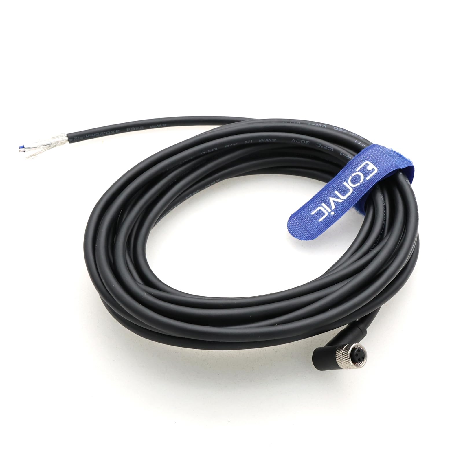 Eonvic Industrial M8 4 Pin A-Code Female Right Angle to Open Connector Molded Shielded Aviation Sensor Cable Waterproof IP67 Cat 5e High Flex Cable 5M - Image 3