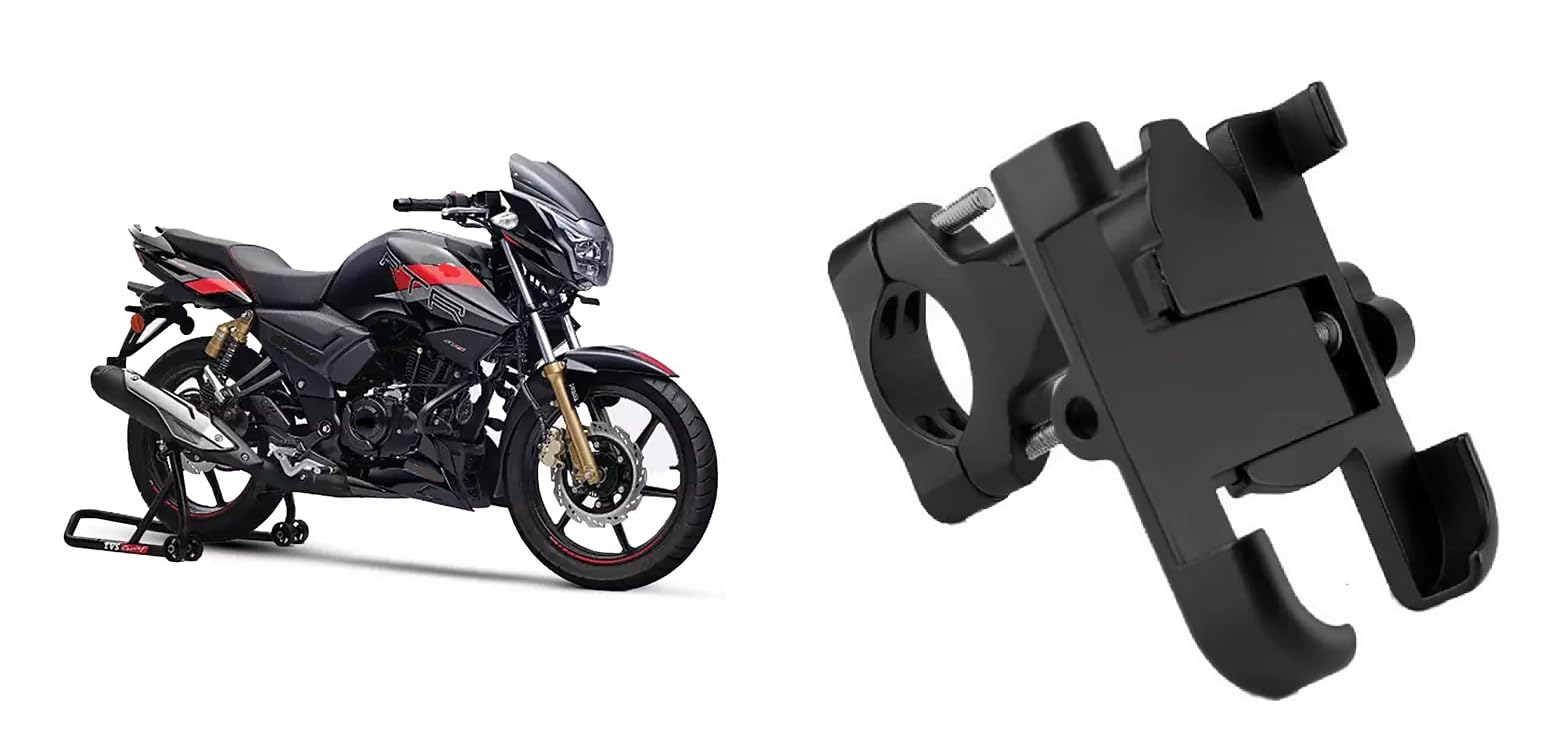 Bike Mobile Holder Metal (Aluminium Alloy) | 360° Rotation Handlebar Phone Mount | Anti-Vibration Clamp | Motorcycle & Cycle Mobile Stand Suitable for TVS Apache RTR 180-picture-31