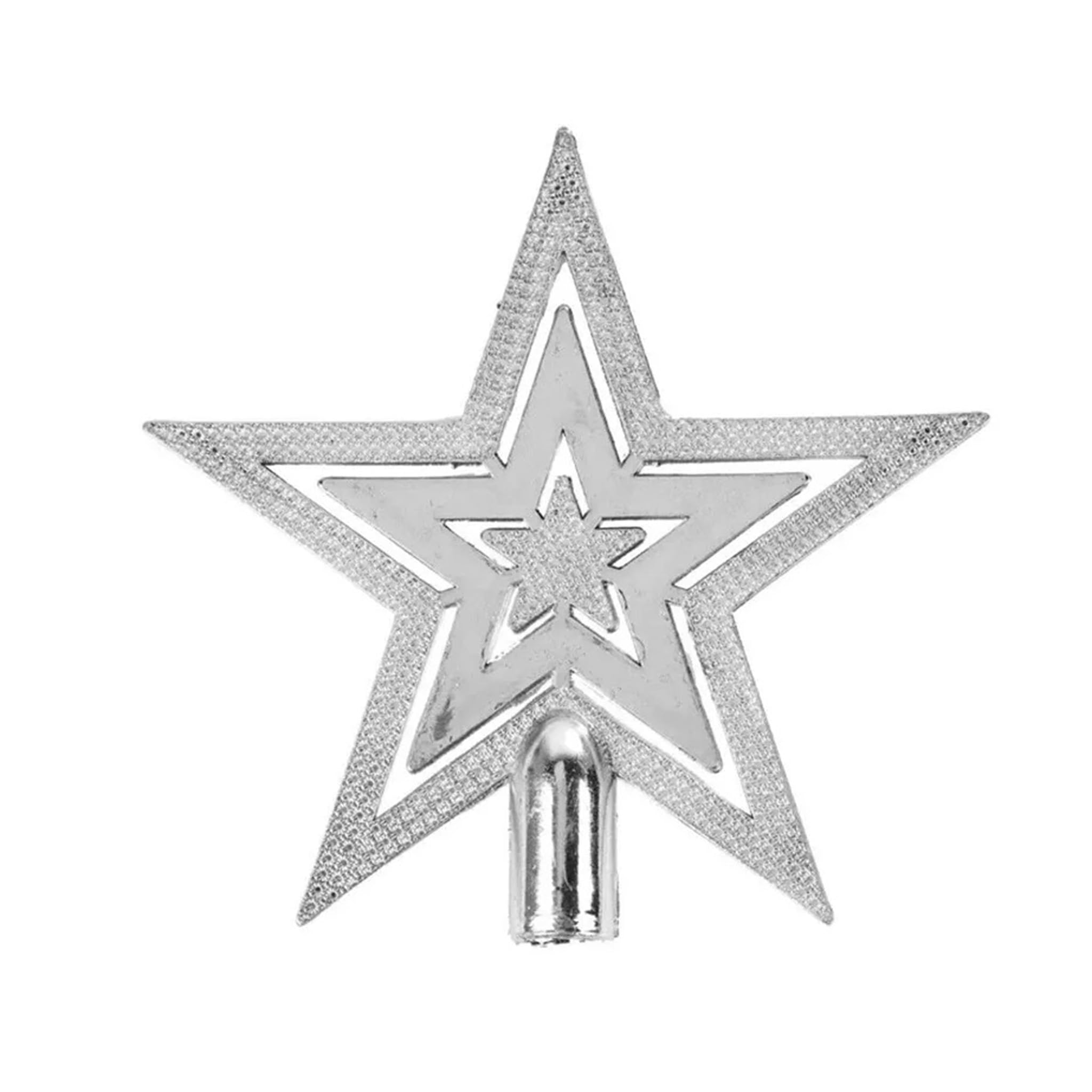 Mini 10cm Gold or Silver Embossed Star Christmas Tree Topper Decoration – Festive Ornament for Holiday Tree (Silver)