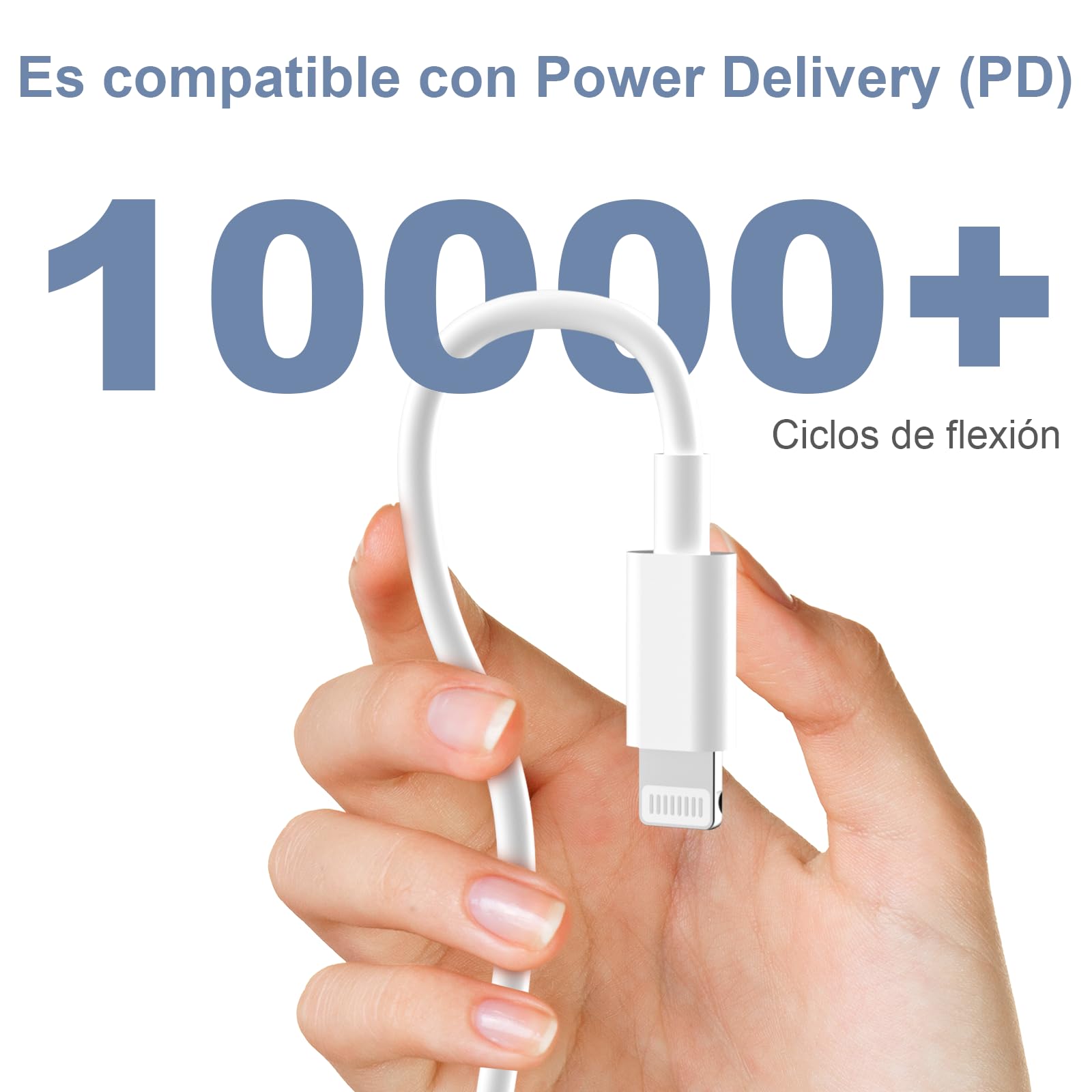 BSTOEM Cable Cargador para iPhone Carga Rápida, para Apple [MFi Certificado] 2 Unidades-1M+2M Cable USB-A a Lightning para iPhone 14 13 12 11 Pro Max Mini XS XR X 8 7 6s 6 Plus SE, para iPad, Blanco