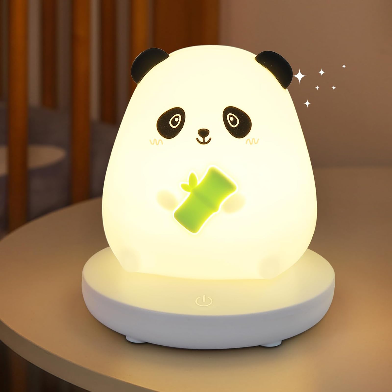 Paporich Comely Panda Night Light, Cute LED Night Lamp for Kids, Dimmable Soft Silicone Bedside Nightlight with Touch Sensor, Children Desk Animal Decor Birthday Gifts for Girls Boys Baby Toddler