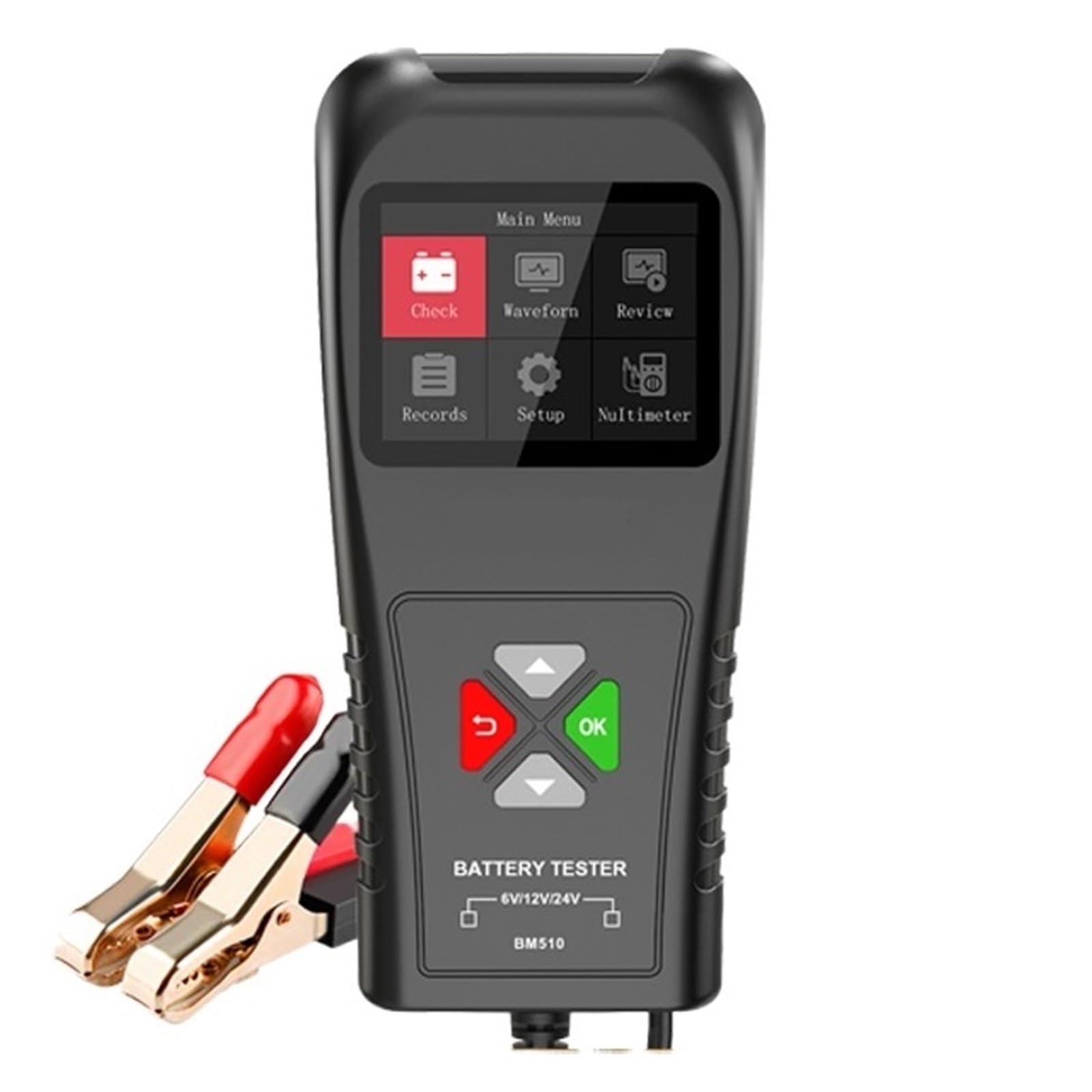 Tester Akumulatora Samochód Motocykl Ciężarówka 6V 12V 24V Akumulator Cyfrowe Narzędzie Diagnostyczne Rozruchowy Obwodu Ładowania łAtwy W UżYciu(BM510)