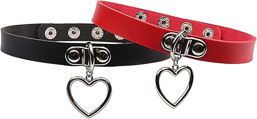 Miniatura 5 de Olbye Lock Heart Choker Necklace Short Black Leather Necklace Punk PU Collar Necklaces Cosplay Necklace Link Chain Gothic Necklace Jewelry for Women