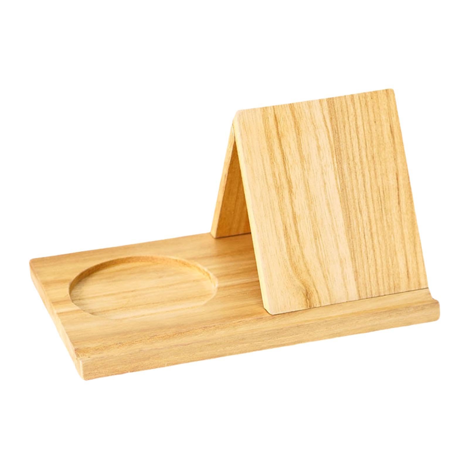 Soporte triangular para libros y taza en madera para leer cómodamente en el sofá 8
