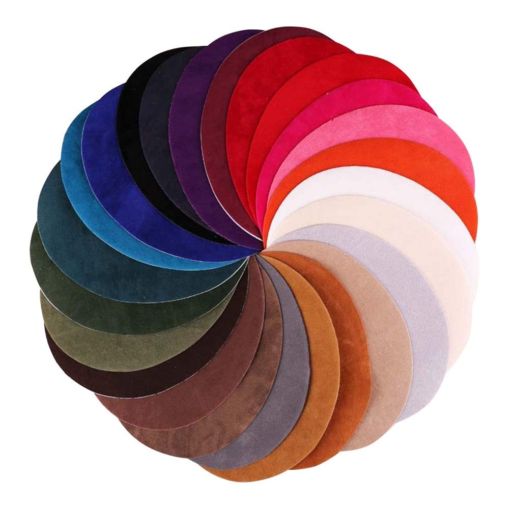 Maluokasa Iron-on Patches 25pcs/set Suede Fabric Patches Oval Suede Elbow Patches Multicolor for Clothing Stickers Sewing Accessories