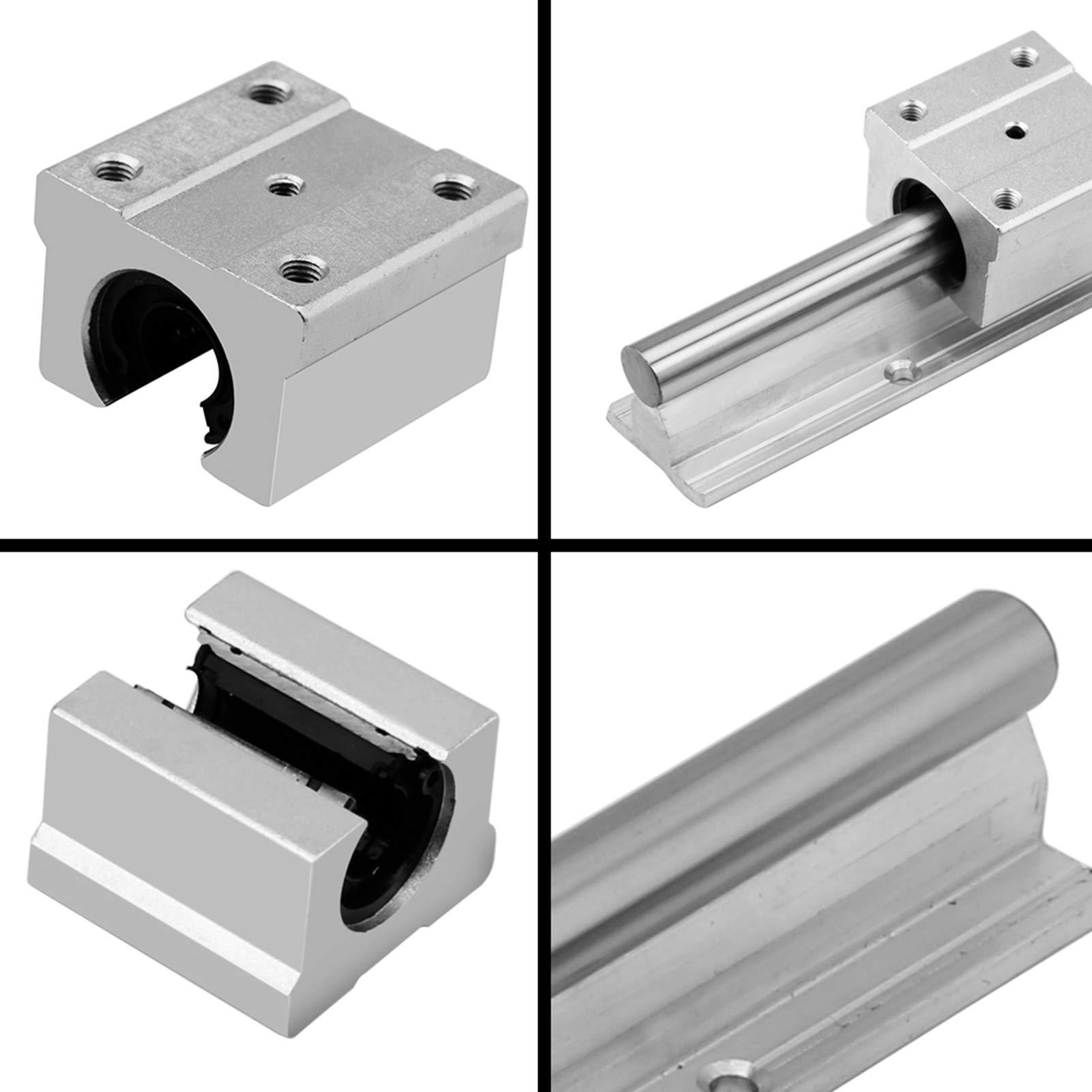 2 Sztuki Sbr 12-300Mm Liniowy Wałek Ślizgowy + 4 Sztuki Sbr12Uu Prowadnica Prowadnicy Ruchu Zestaw Łożysk Blokowych Do Frezarek, Tokarek, Routerów Cnc Do Majsterkowania