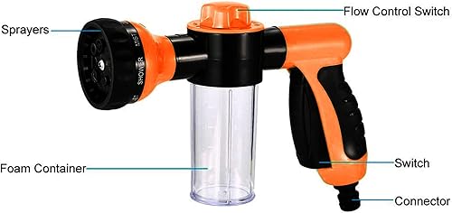 Miniatura 11 de Boquilla de manguera de jardín, boquilla de pulverización de manguera ajustable, alta presión, 8 patrones de riego con rociador de jabón de 3.5