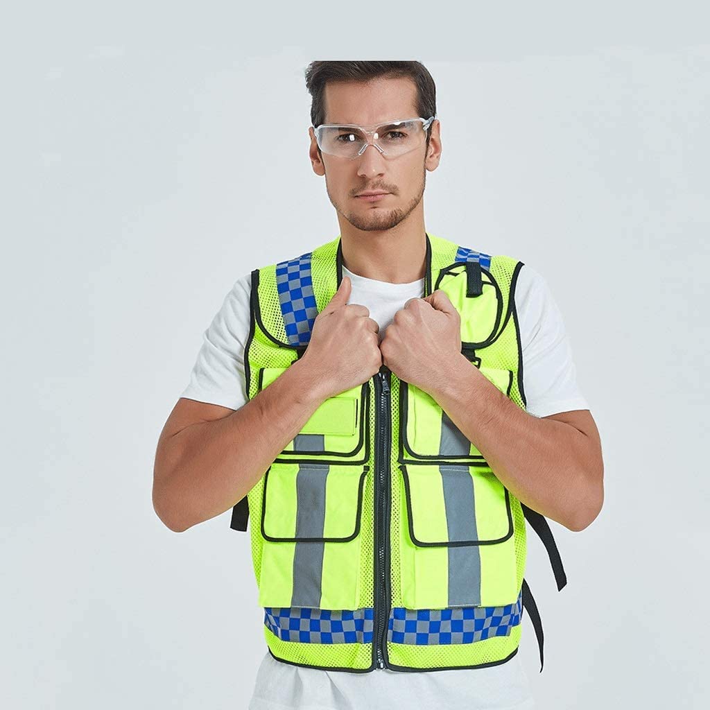 Alta Visibilidad de Seguridad de Seguridad de Trab Traje reflectante for motocicleta, chaleco reflectante de seguridad de color amarillo fluorescente, chaleco de construcción de tela de malla transpir