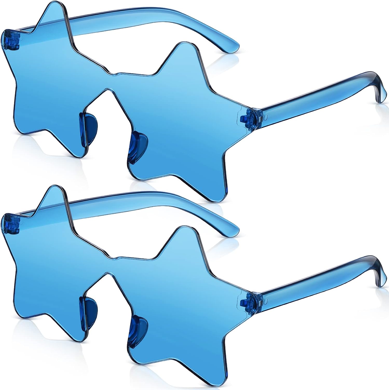 CHENGU 2 Pcs Rimless Star Shape Sunglasses Transparent Candy Color Y2k Star Glasses Accessories for Women Party Favor