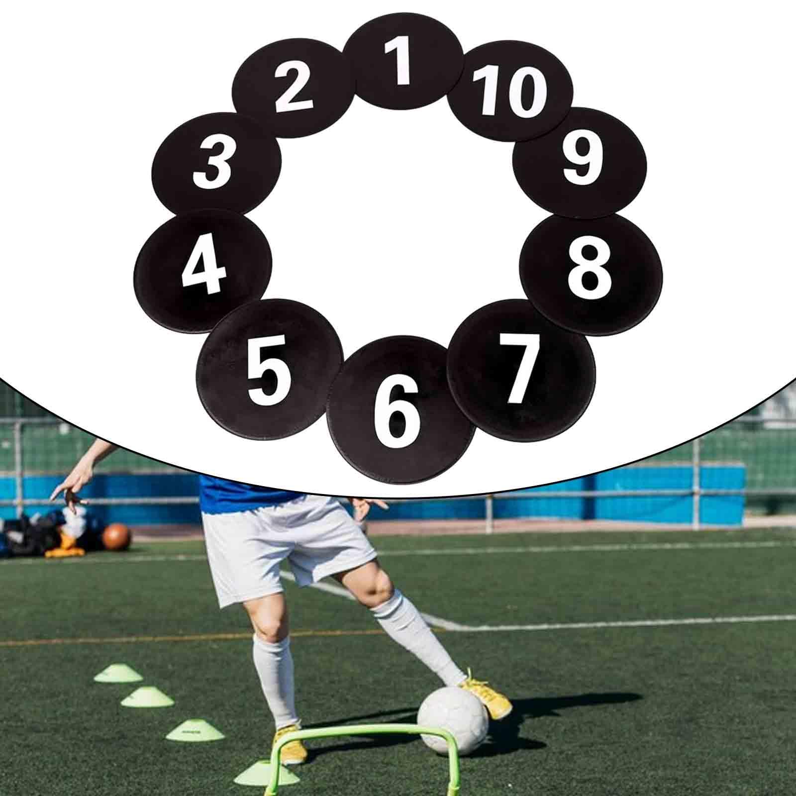 Baoblaze 10x marcadores de Puntos de Suelo numerados, Almohadilla de Marca de Entrenamiento, marcadores de Disco Planos Antideslizantes Que absorben los