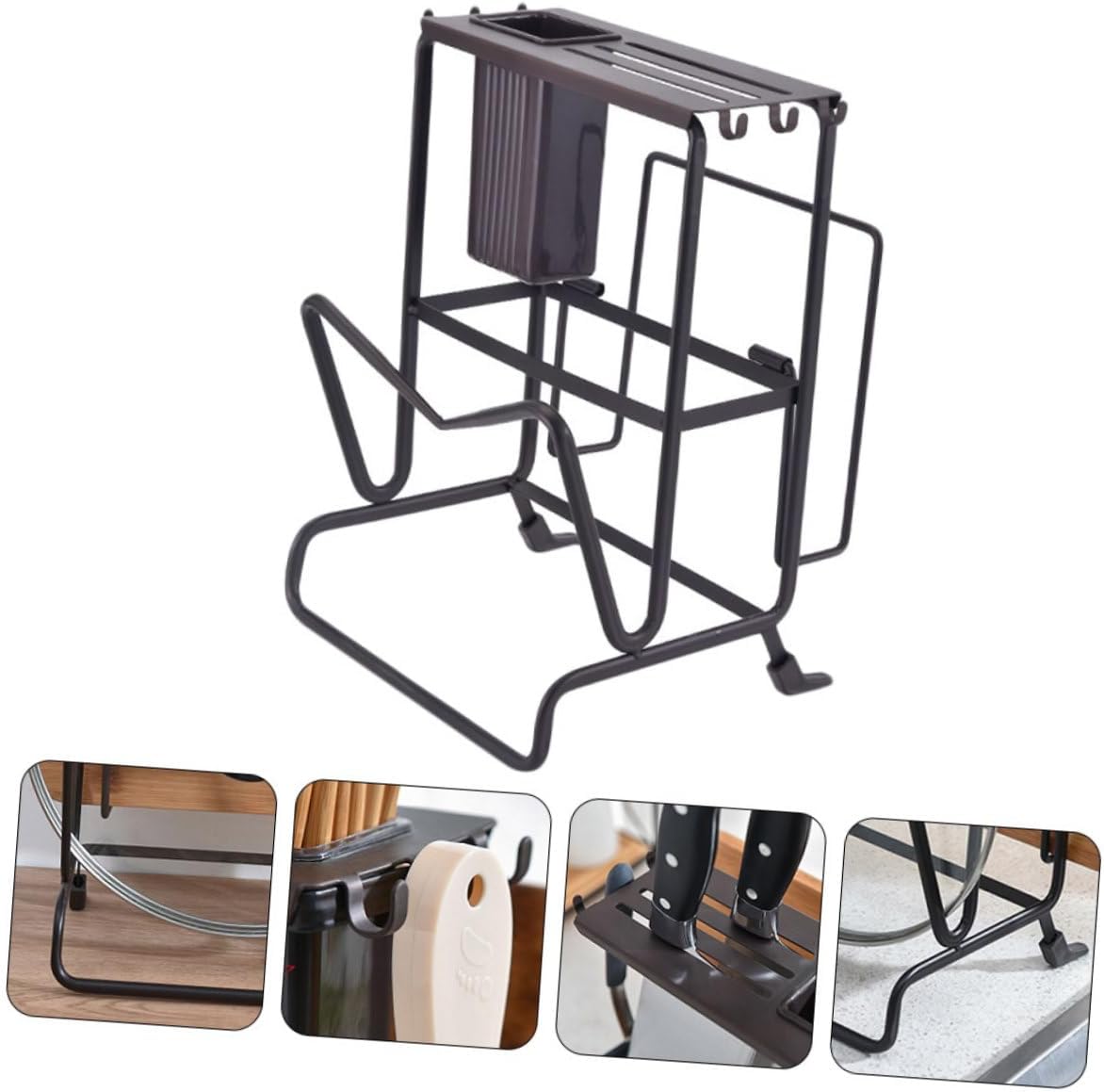 Kitchen Utensil Holder Rack for Cutting Board Chopstick Storage Shelf Black