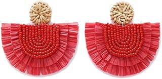 Pendientes colgantes de borla con cuentas coloridas para mujer, Small, Acrílico, No es una piedra preciosa