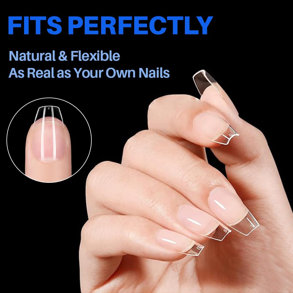 ASENTER Short Coffin Nail Tips, 450Pcs Half Matte Soft Gel - Image 3