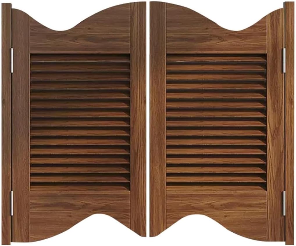 YVYKFZD Swinging Doors Cafe Door, Interior Louvred Saloon Doors, Solid Wood Half Waist Door with Hinges, for Bar Porch Stairs Kitchen Entrance Partition(Coffee,W80xH100cm(32"x40"))