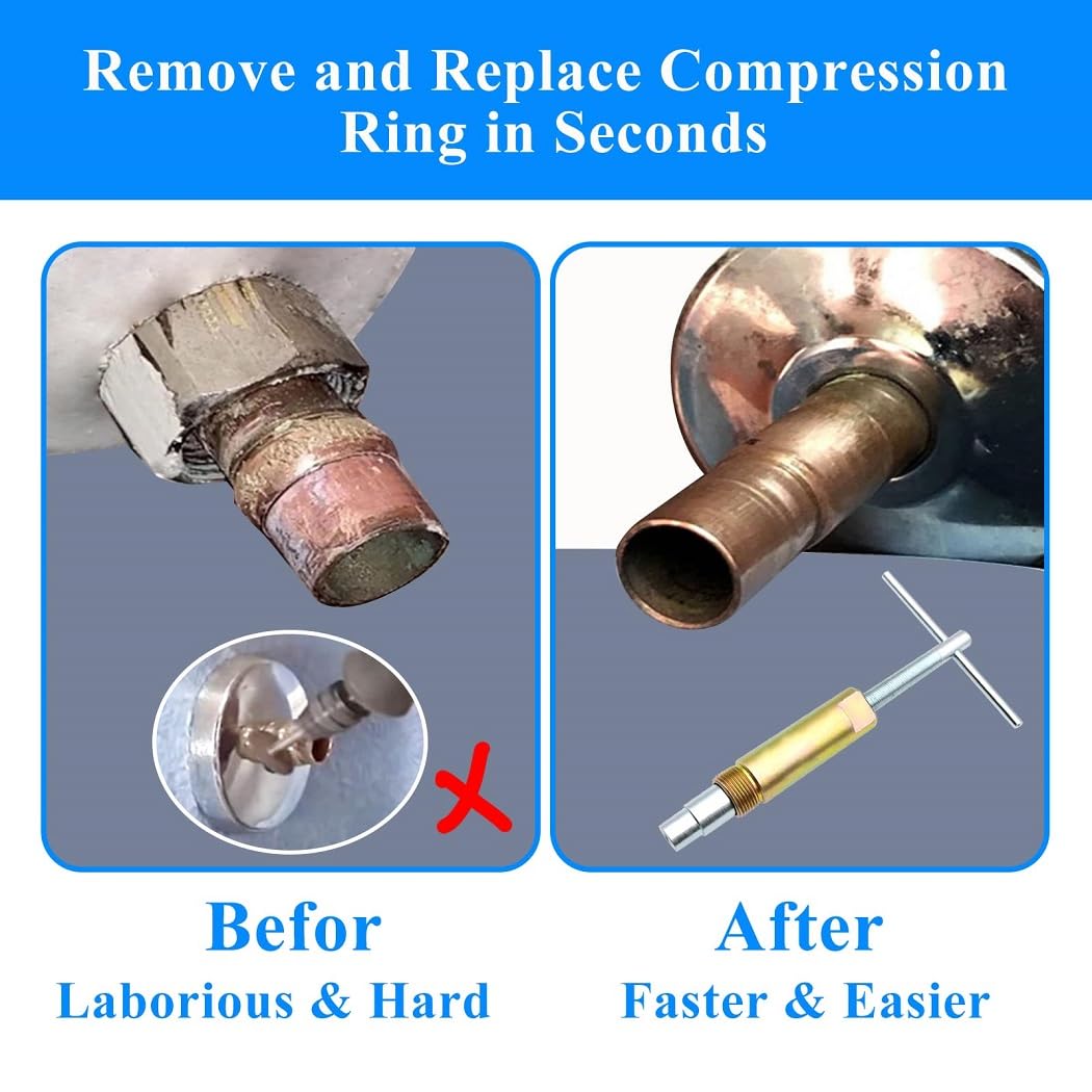 Compression Sleeve Puller Remove Tool Nut & Ferrule of Pipe 03943 - Sleeve Remover for 1/2-Inch Compression Fittings Only - Plumbing Tools Compression Ring Removal Tool Corroded & Frozen Supply Stops