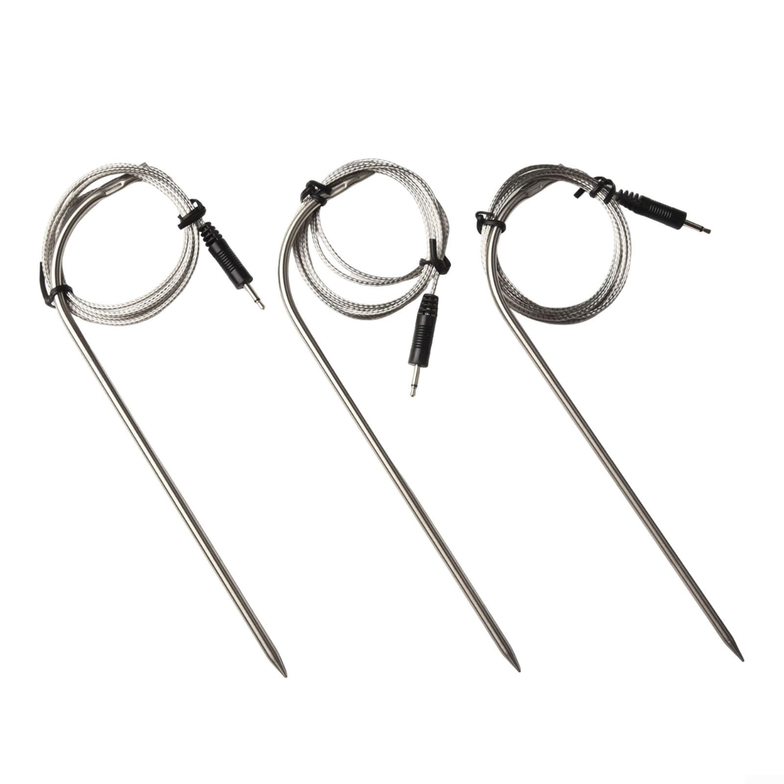 Replacement Probe Sensor For BBQ Thermometer, Compatible With IBBQ-4T / IRF-4S, 0℃ To 300℃ (32℉ To 572℉) Short Time Measurement, 130Cm Long Stainless Steel Tip, 3-Pack