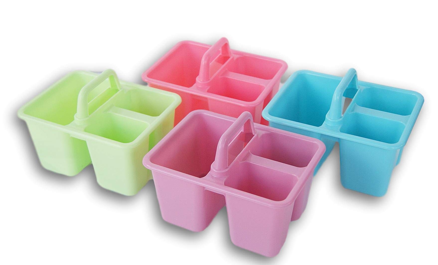 Greenbrier InternationalInc Miniature Pastel School Stacking Caddy Tote Set - 4 Count - Pink, Blue, Green, Purple