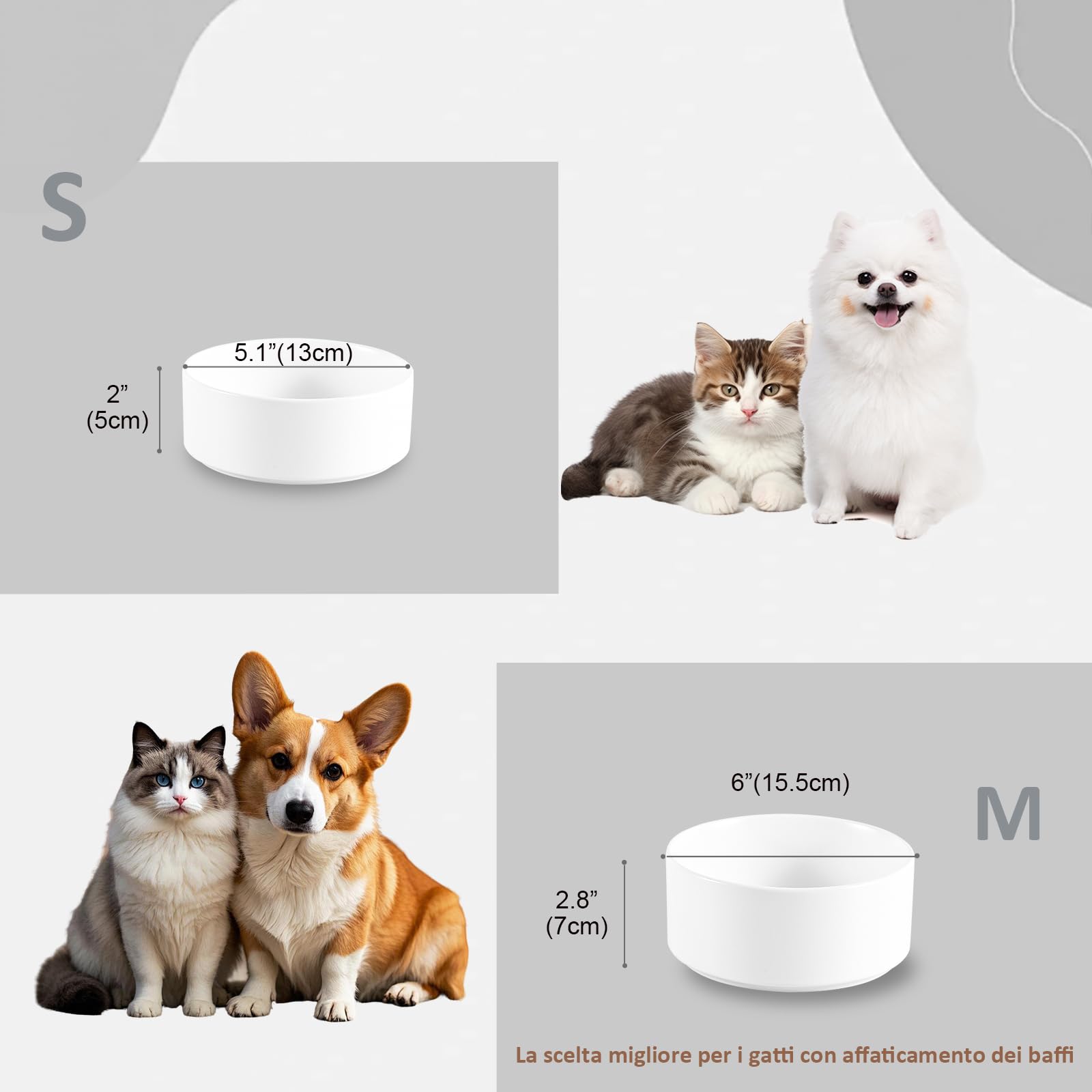 Ceramica Ciotola per Cani Antiscivolo - Scodella Cane per Taglie Piccole e Medie - Ciotola Acqua Gatto per Gatti Grandi- Scodella per Acqua e Cibo - Set da 2 ciotole - 15 cm - 320g / 720 ml - Verde