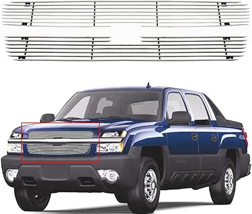 Insertos de rejilla cromada para Chevy 2003-2005 Silverado 1500 Billet Upper Grill Combo 2004 pulido reemplazar rejilla inserción