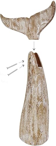 Miniatura 6 de Linfevisi Decoración de cola de ballena de madera, decoración náutica de mesa, estatua de cola de ballenas de madera maciza, escultura de pie,