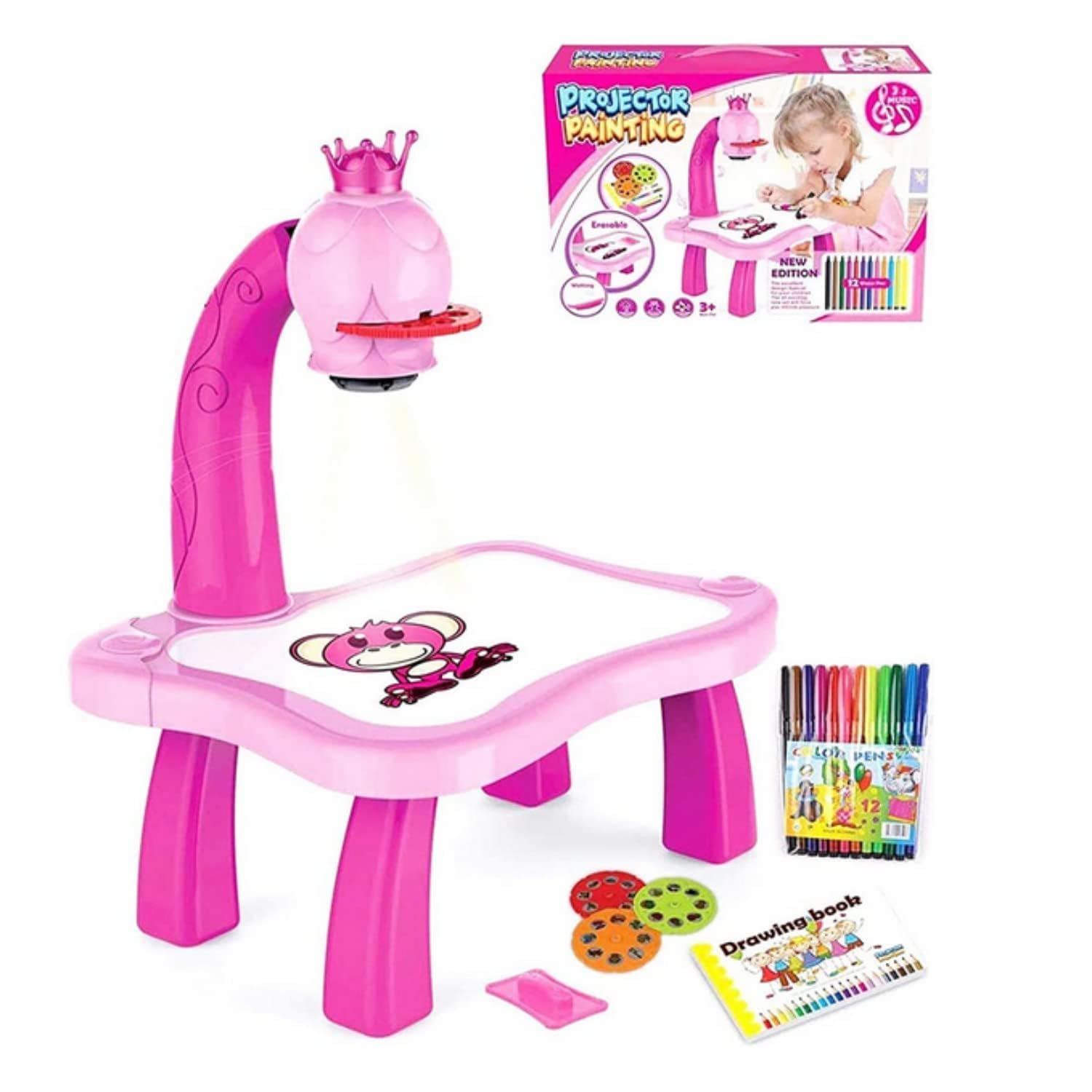 SeaRegal ToyMart Kids Drawing Projector Table | Toy Projector Drawing Board for Kids | Trace and Draw Projector Toy with Led Art Drawing Projector with Light & Music Interactive Toy (Pink) (B0D3LL52SJ) Amazon Price History, Amazon Price Tracker