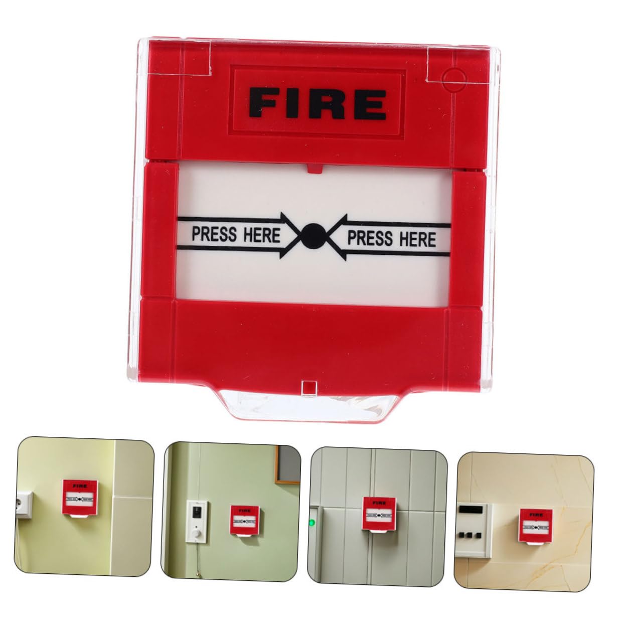 NUOBESTY Botón de Alarma Manual contra Incendios Rojo de Plástico Reinicio Rápido, Interruptor para Llamada de Emergencia en Oficina y Espacios Privados, Pack de 2 Unidades