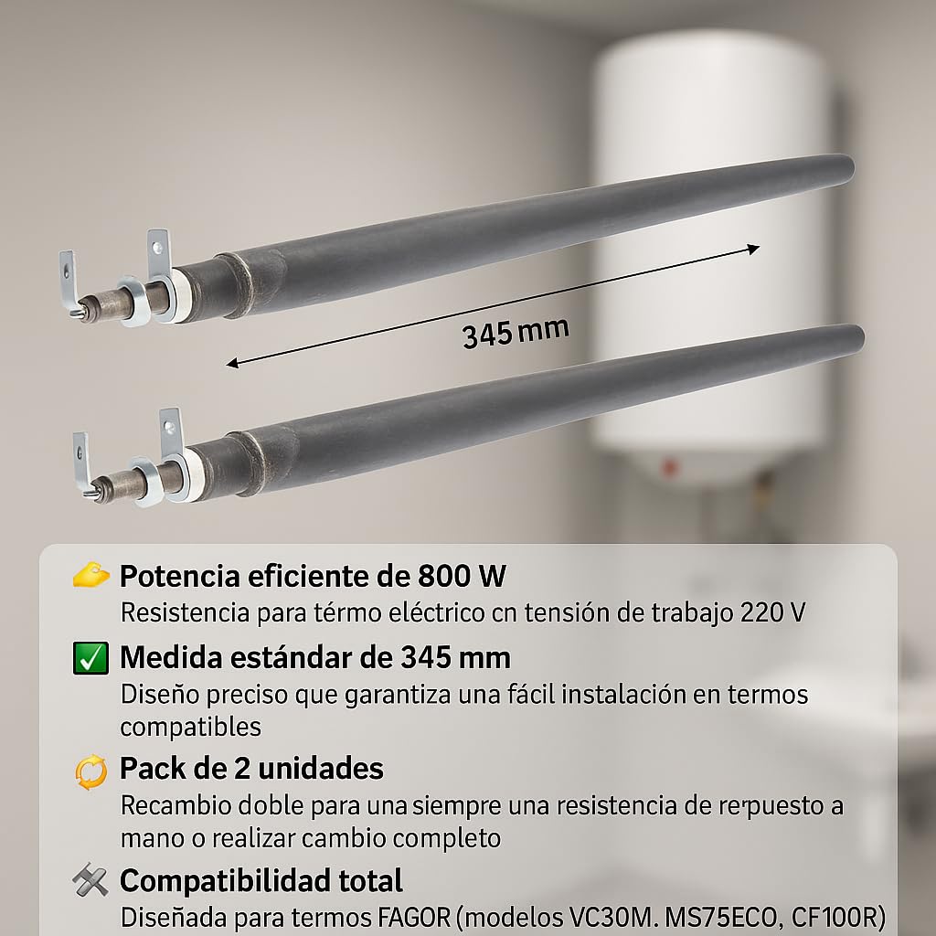 Recamania Resistencia monoblock termo Fagor Edesa Aspes 800W 220V 282019CKT (2 Unidades)