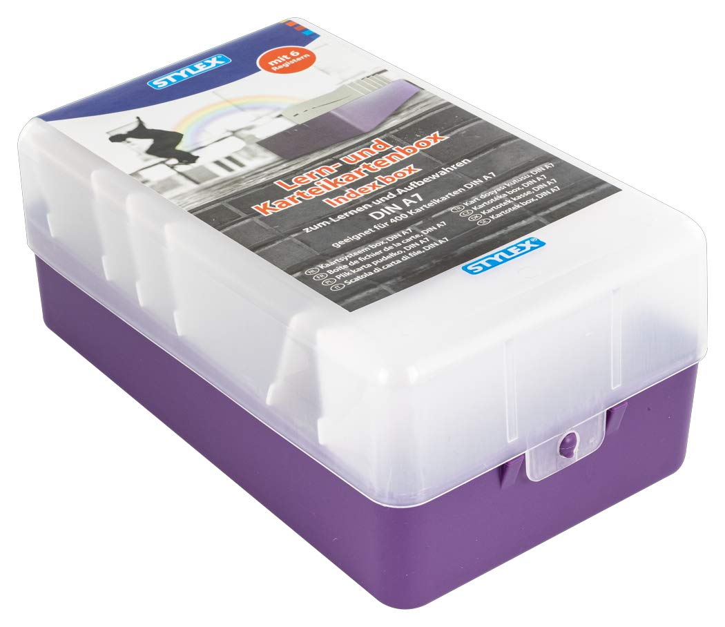 6x Lernbox / Karteikasten / A7 / farbig sortiert