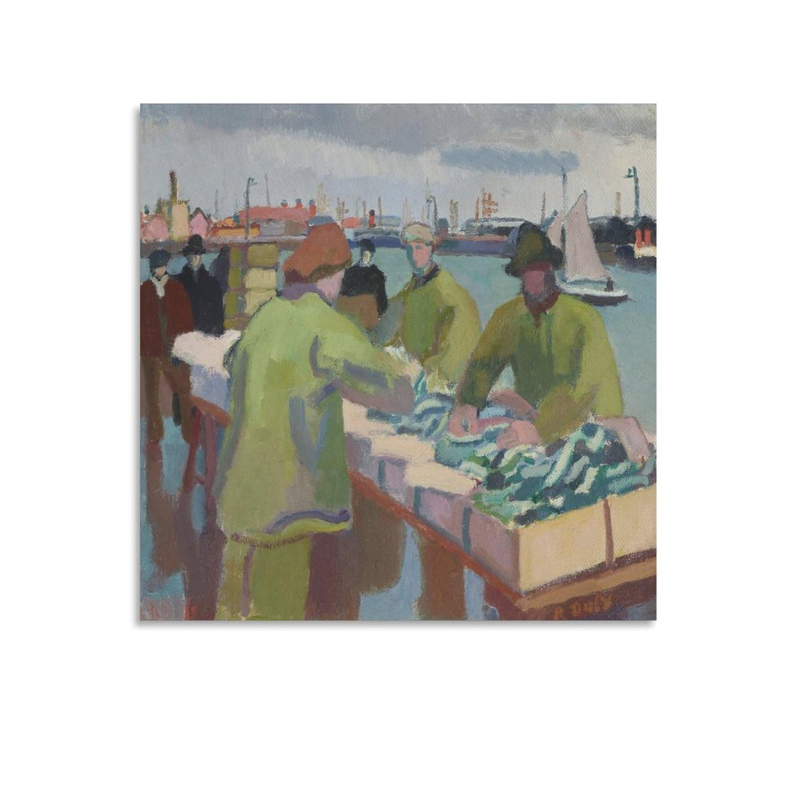 KLAGCBDF Raoul Dufy Le Marché Aux Poissons Poster Painting Canvas Wall Art Living Room Posters Painting 16x16inch(40x40cm)