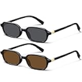 Retro Rectangular Sunglasses for Women Trendy Small 90s y2k Square Sun Glasses UV Protection Travel Goggles