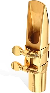 Gold Plated 5C Alto Saxophone Mouthpiece with Ligature & Cap