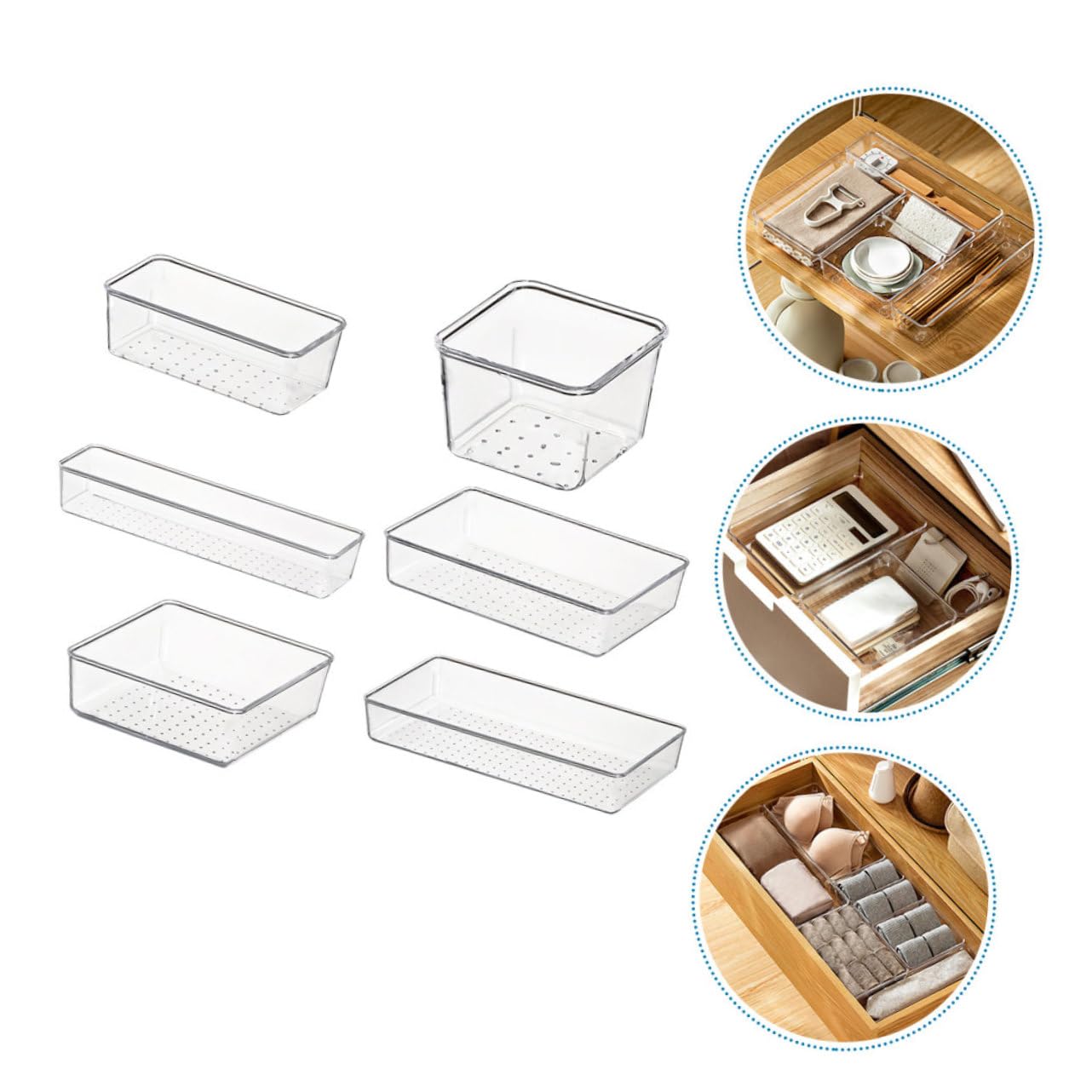 Alipis 6pièces Boîtes De Rangement Multifonctionnelles Transparentes Pour Ustensiles De Cuisine Et Objets Divers Organisateur Pratique Pour Maison