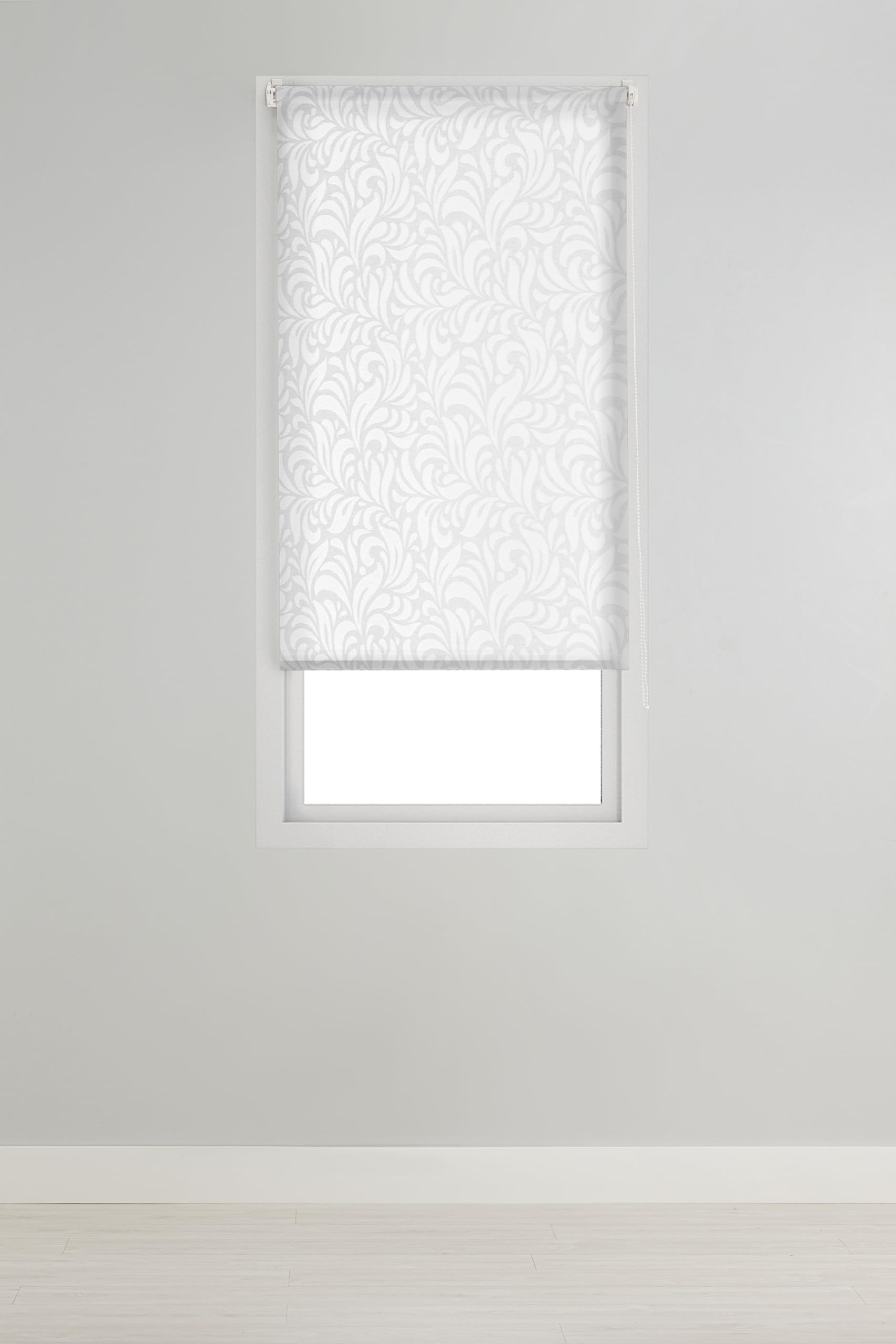 Estoralis | MYRCELLA | Roleta zwijana | Nowoczesny design | Bez wiercenia Żakardowe Półprzezroczysty | Kolor | Biały | 55 x 150 cm (szer./wys.) tkanina rozmiar 52 x 150 cm | Rolety okienne i drzwiowe