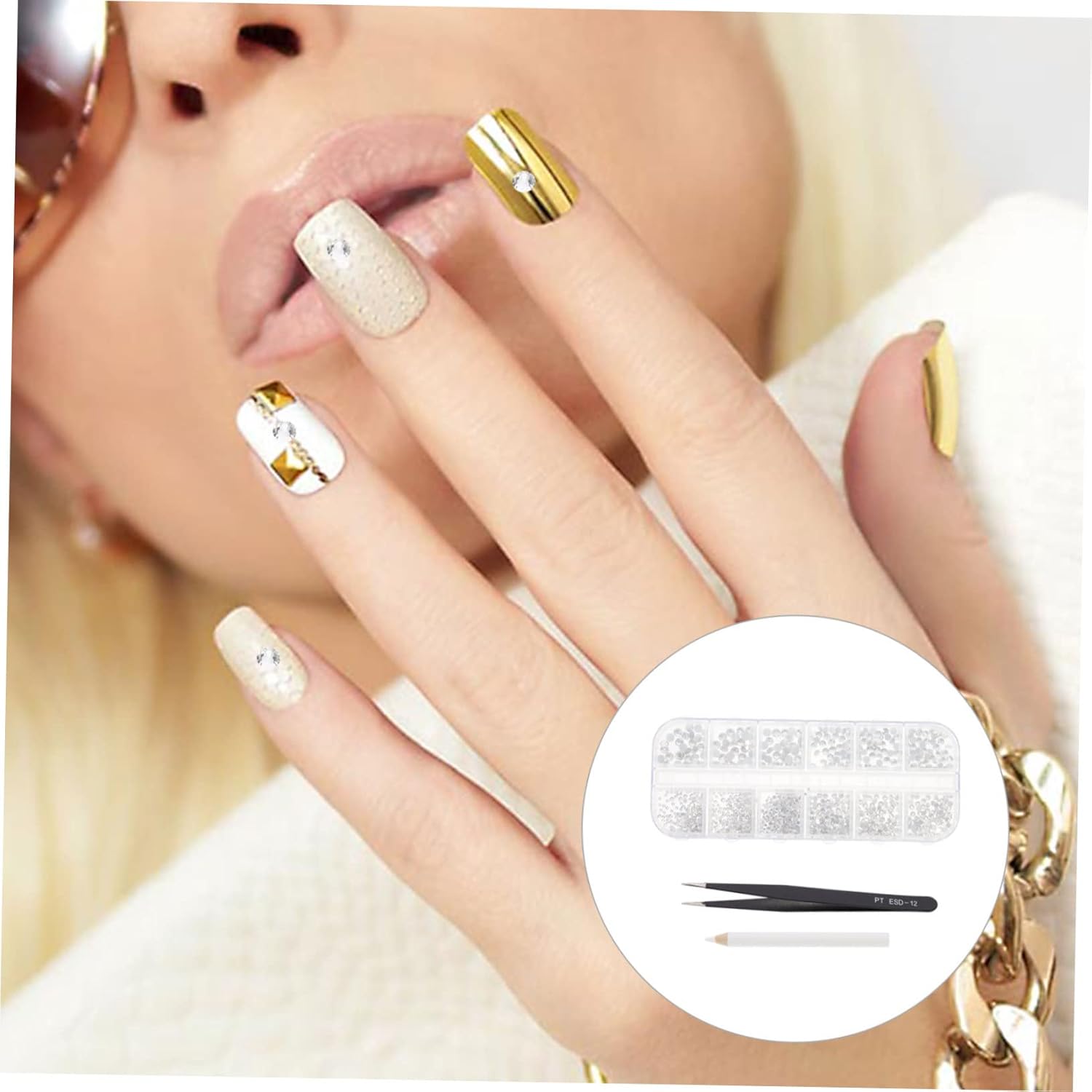 Housoutil 4sets Nail Jewels for Nail Art Rhinestones Applicator Easy DIY Manicure Tool Kit