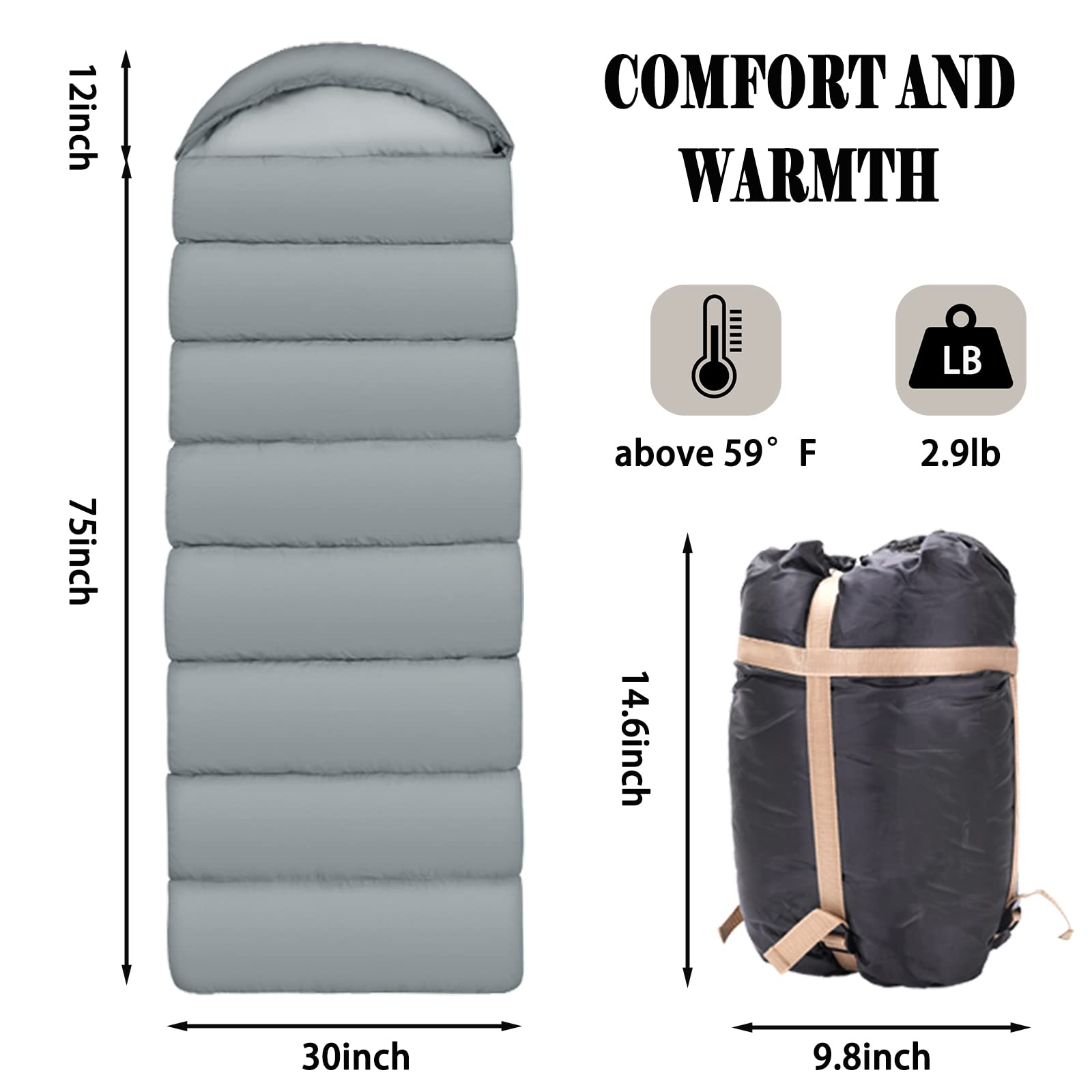 Amazon.co.jp: 全天候型寝袋 - ポータブル -0°F - 44°F 防水