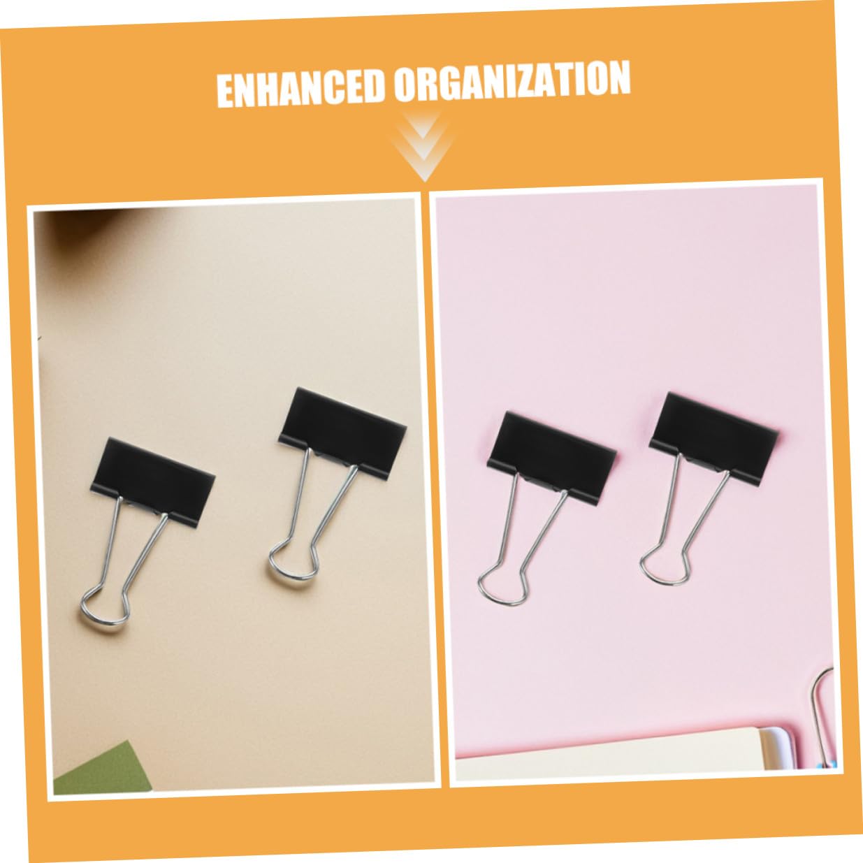 Clips de Carpeta de Metal Negros 60 Pcs para Oficina | Tamaño 41mm, Agarre Seguro y Reutilizable, Organización de Archivos, Facturas y Recibos