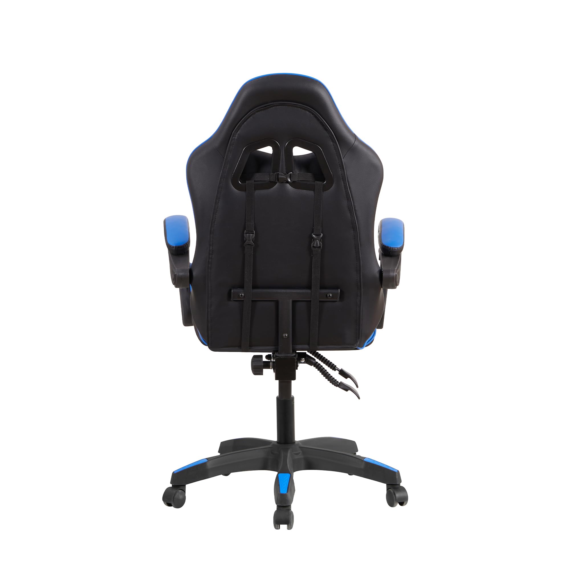 CRIBEL Sedia da Gaming Ergonomica Blu Nera con Cuscino Lombare e Poggiatesta, Poltrona Ufficio Girevole in Ecopelle, Sedia da Scrivania Cameretta PC Regolabile con Braccioli Imbottiti