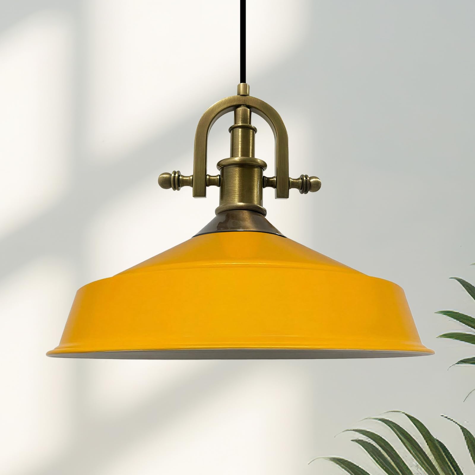 bamyum Asletl-Marine Hanging Lamp Industrial Pendant Light, 41 cm Lamp Shades, Modern Metal Kitchen Island Lights, E27 Pendant Lamp for Living Room and Dining Room, Dark Yellow Pendant Light — image 1