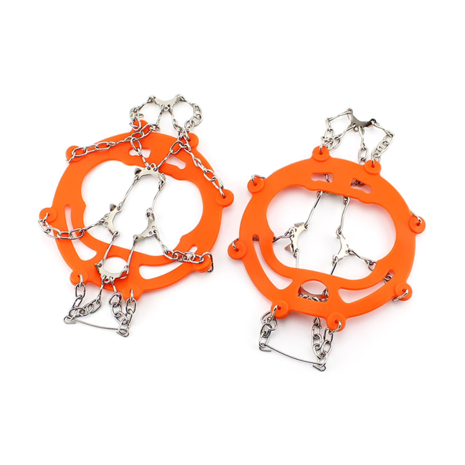 Mr.Fashion 14 Teeth Stainless Steel Crampon Shoe Covers - Unisex Anti-Skating Cleats Climbing ice Walking Climbing Straps (10 Teeth L Code,Orange)