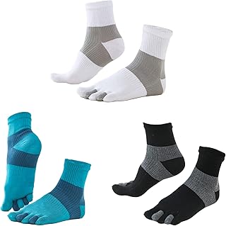 3 pares de meias masculinas de algodão com cinco dedos, coloridas, combinando com cinco dedos, meias para corrida, esportes e tornozeleiras