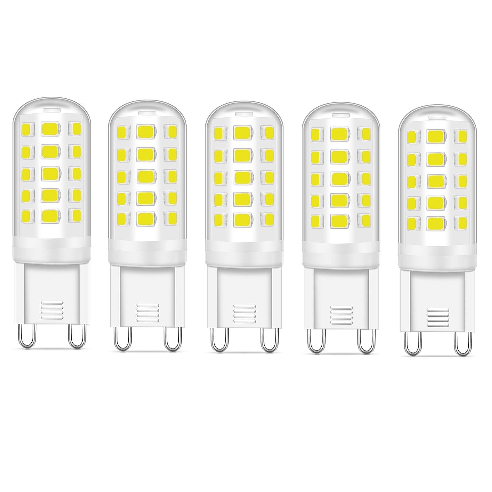 Bombilla LED G9 5W Reemplazo 50 W Ahorro de energía Sin parpadeo No regulable Para lámparas araña lámparas tech lámparas mesa para uso en interiores hogar y oficina(Cool White 6000K)