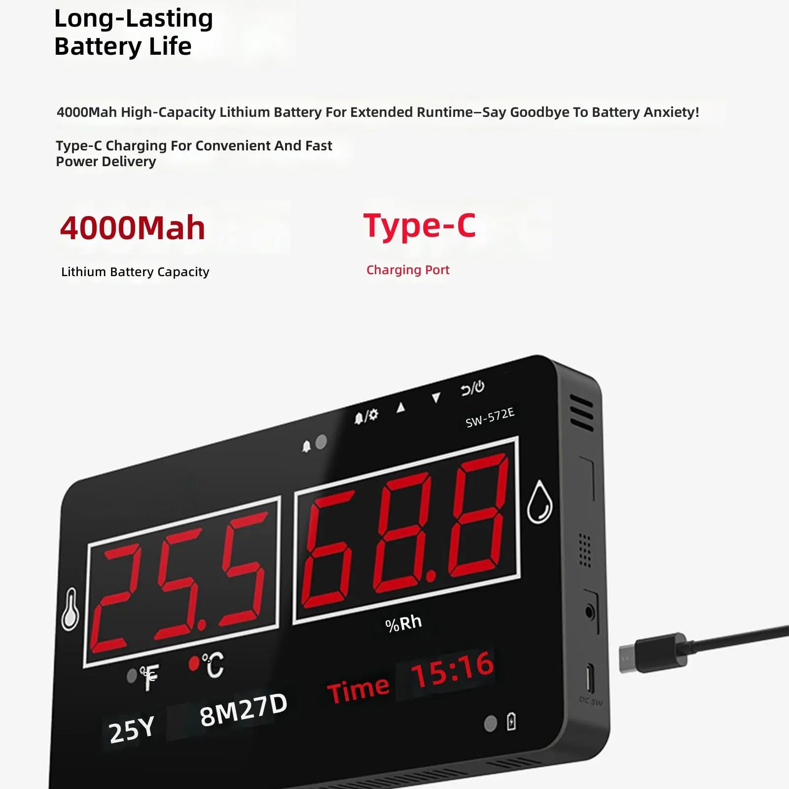 Higrómetro y termómetros de pantalla digital, montaje en pared, alta precisión, fácil de usar, para el hogar, oficinas, coche, entorno, termómetros electrónicos