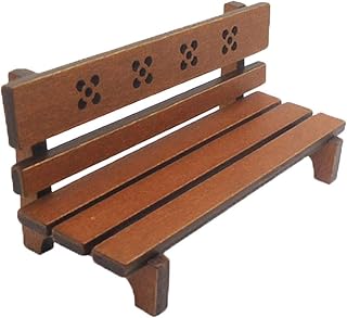 Healifty Muebles de casa de muñecas de Madera Mini Silla de Banco de Parque de Madera para Accesorios de jardín para el hogar Paisaje en Miniatura niños juegan Juguete Regalo (marrón)