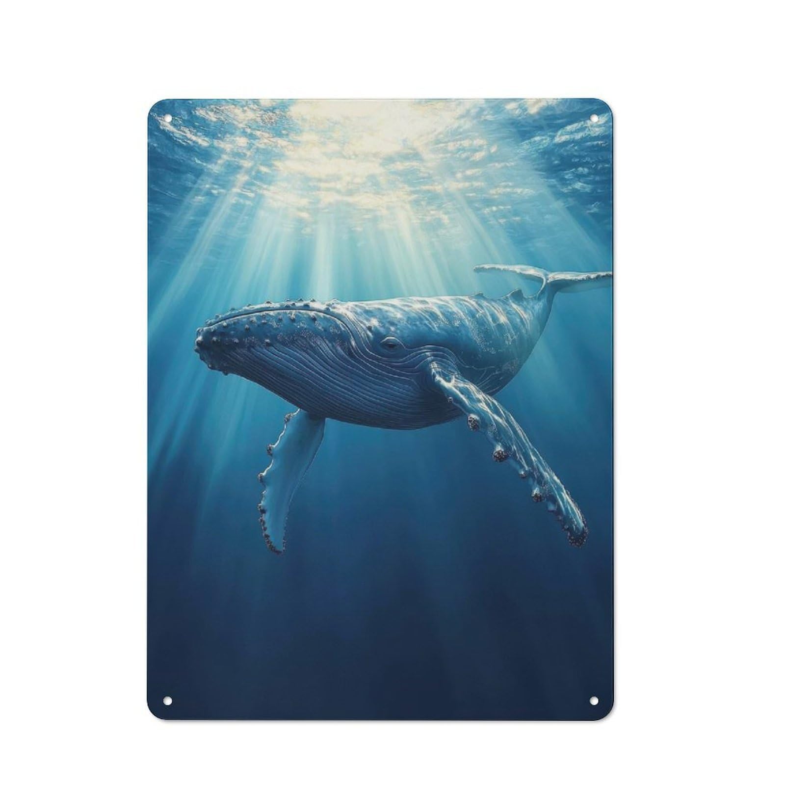 Junmoney Humpback Whale Underwater Metal Wall Sign 40X30cm Featuring For Café Or Restaurant, For Vintage Wall Decor Fans, For Metal Sign Collectors