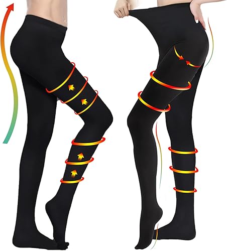 Miniatura 14 de 2 pares de medias de compresión de 20-30 mmHg con punta cerrada, opacas, graduadas, de apoyo para mujeres, alivia las venas varicosas Beige