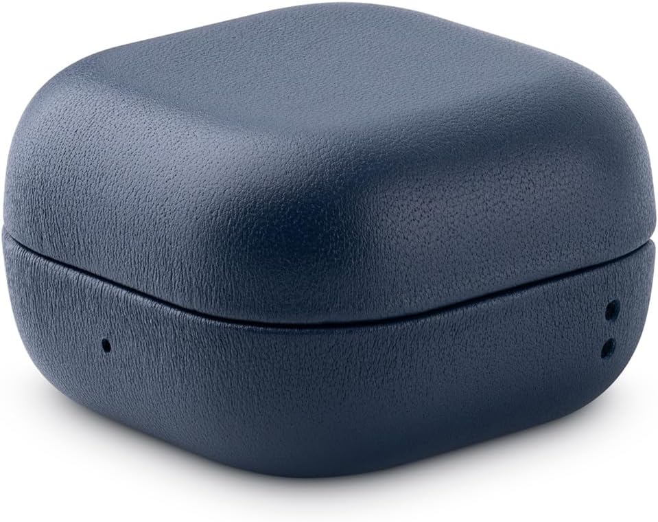 LOPIE Leather Case for Samsung Galaxy Buds4 & Buds 4 Pro (2026), Made of Top Grain Leather - Handmade Drop Protection Hard Shell Cover - Samsung Buds 4 Case Cover with Lanyard (Not for buds3) - Blue