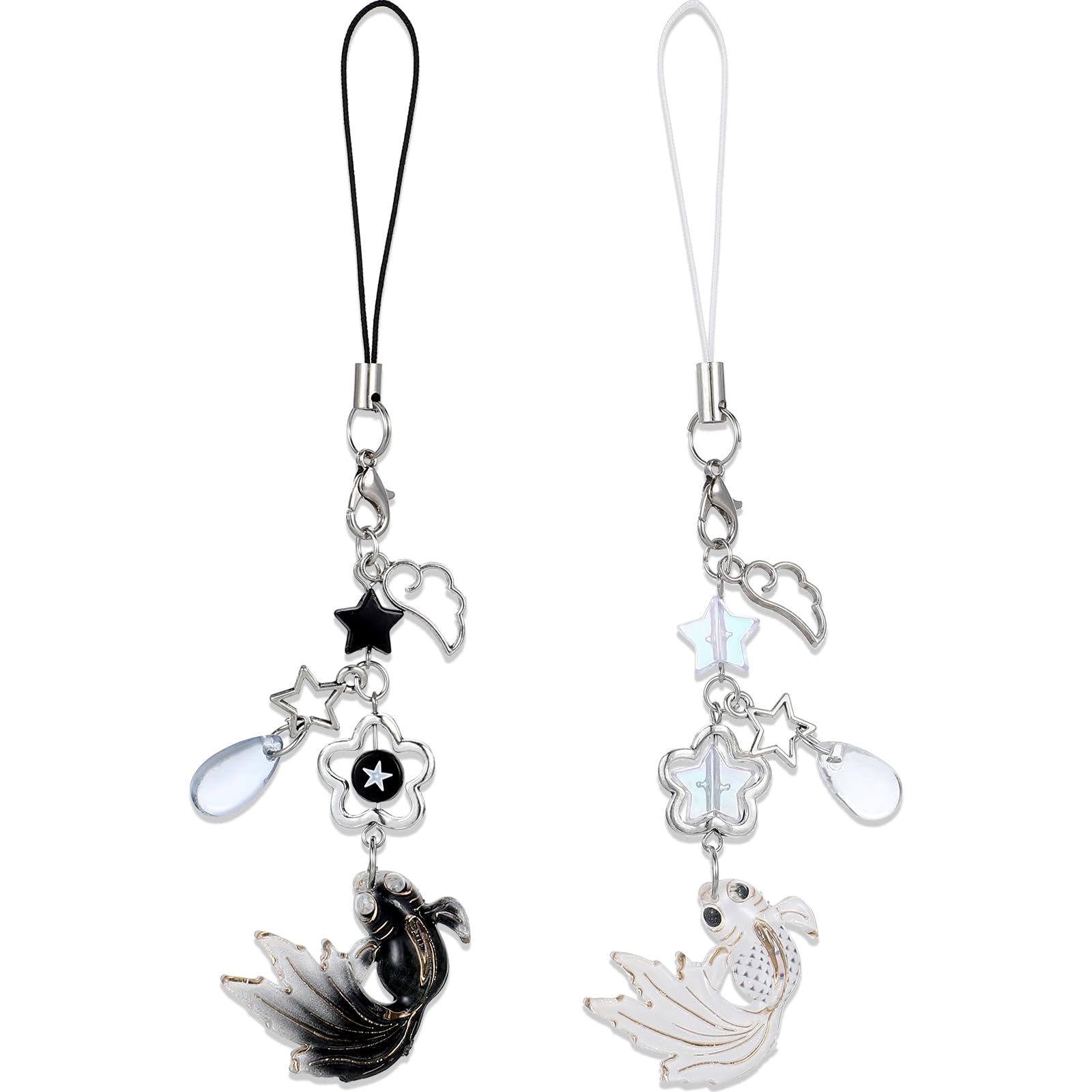 Tyqour 2 Pcs Aesthetic Y2k Keychain Cute Phone Keychain Cute Phone Charm, Charms for Phone Case Koi Star Beads Phone Charms Y2k Accessories for Women Phone Bag Camera Pendants Decor, Resin, No-image-9
